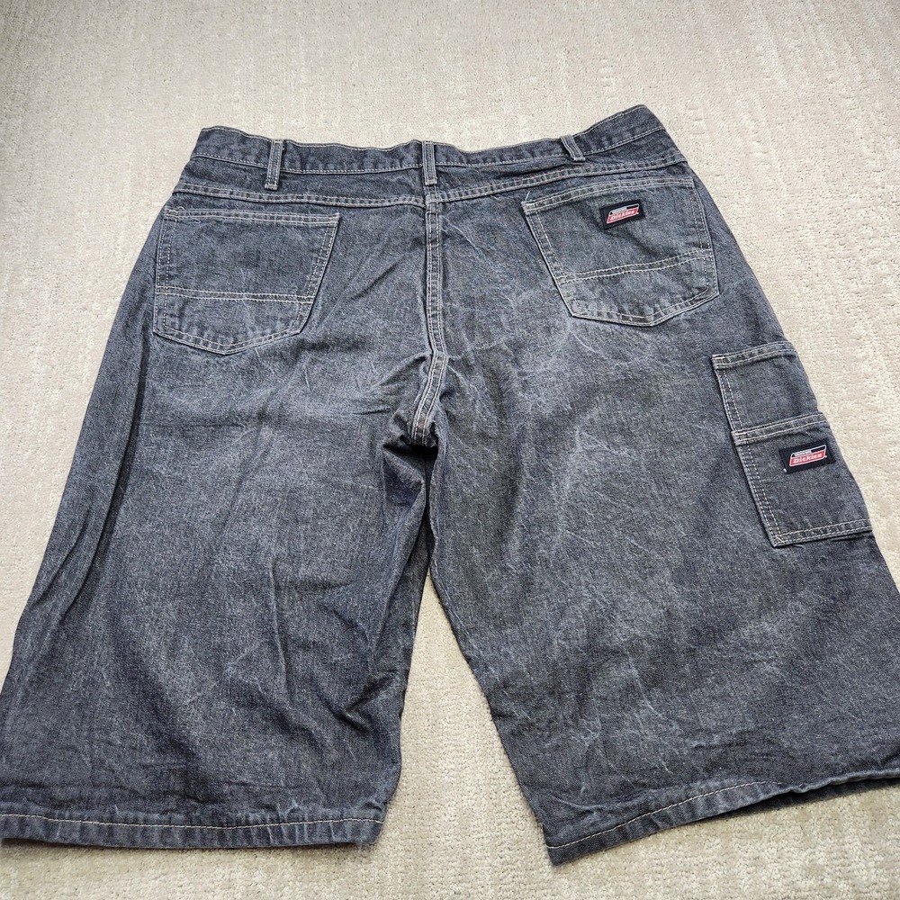 Vintage Y2K Denim Shorts Men 38 Faded Black Baggy Carpenter Dickies Workwear 14"